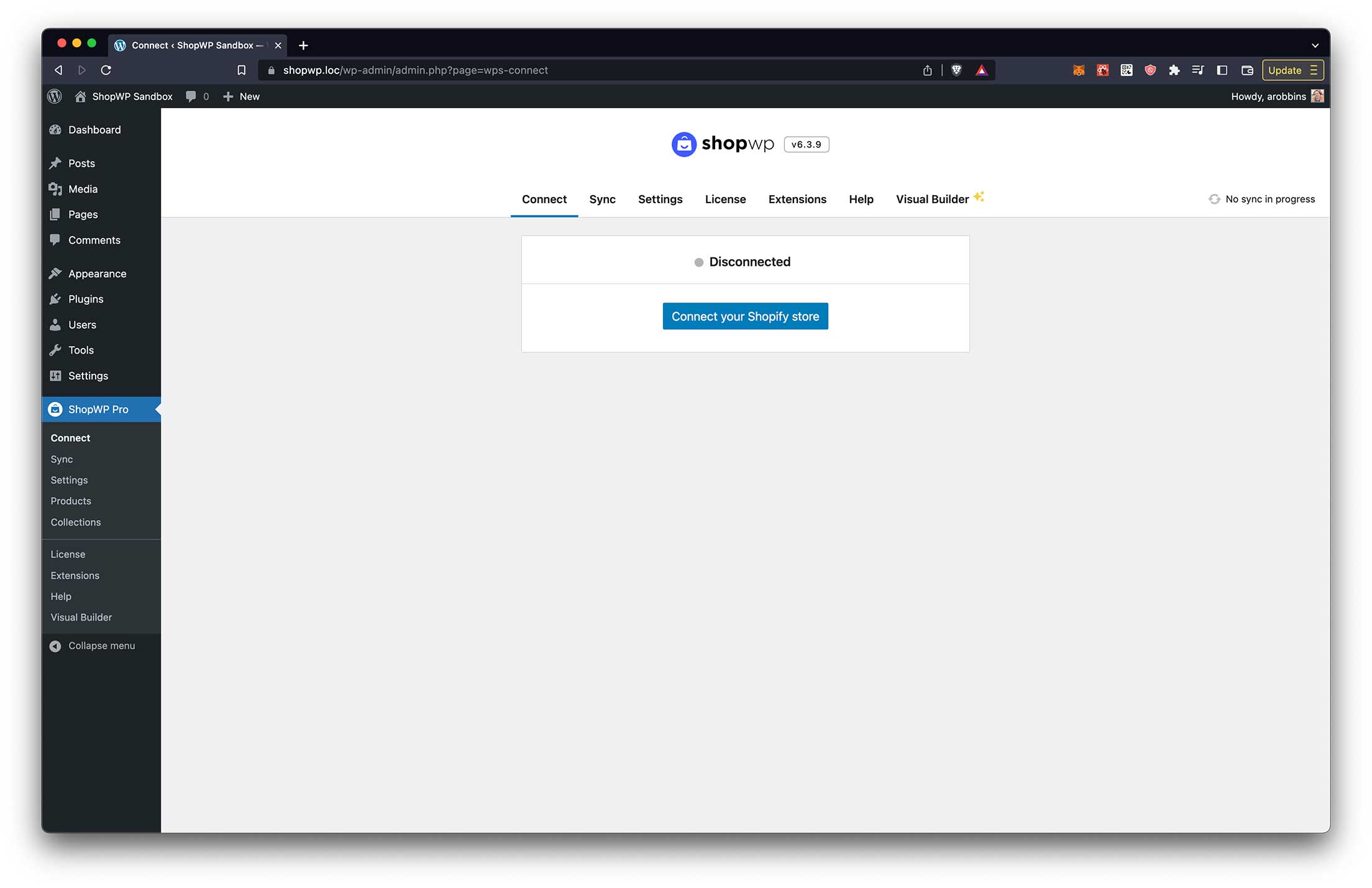 ShopWP Disconnect page