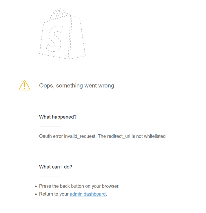 ShopWP oauth error